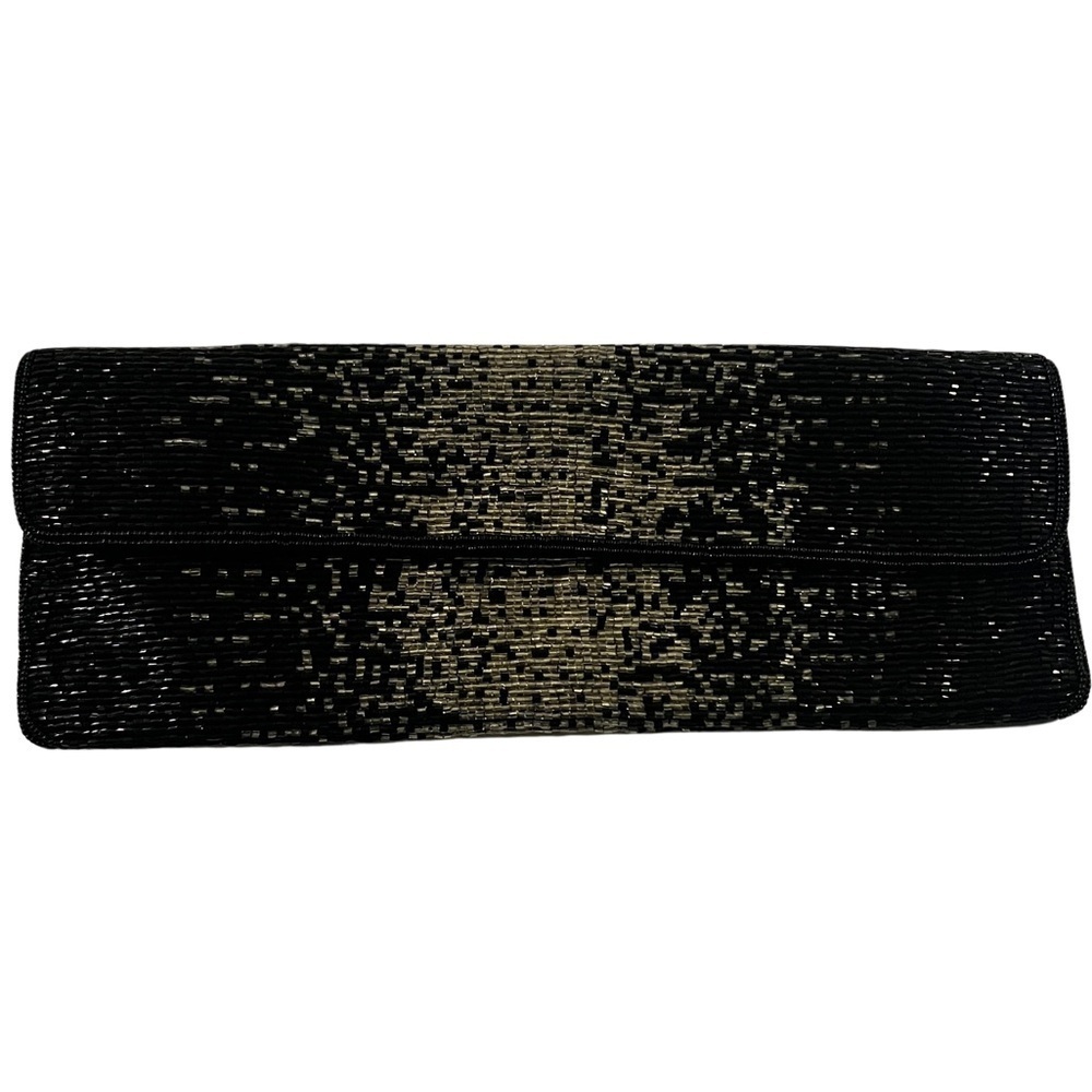 BCBG MAXAZRIA Vintage Fold Over Clutch Embroidered and hand-sequined - Picture 1 of 5
